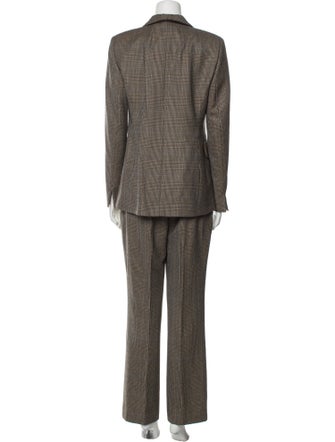 Akris x Bergdorf Goodman Wool Plaid Print Pantsuit