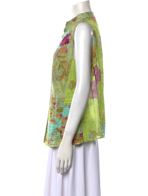 Akris x Bergdorf Goodman Floral Print V-Neck Blouse