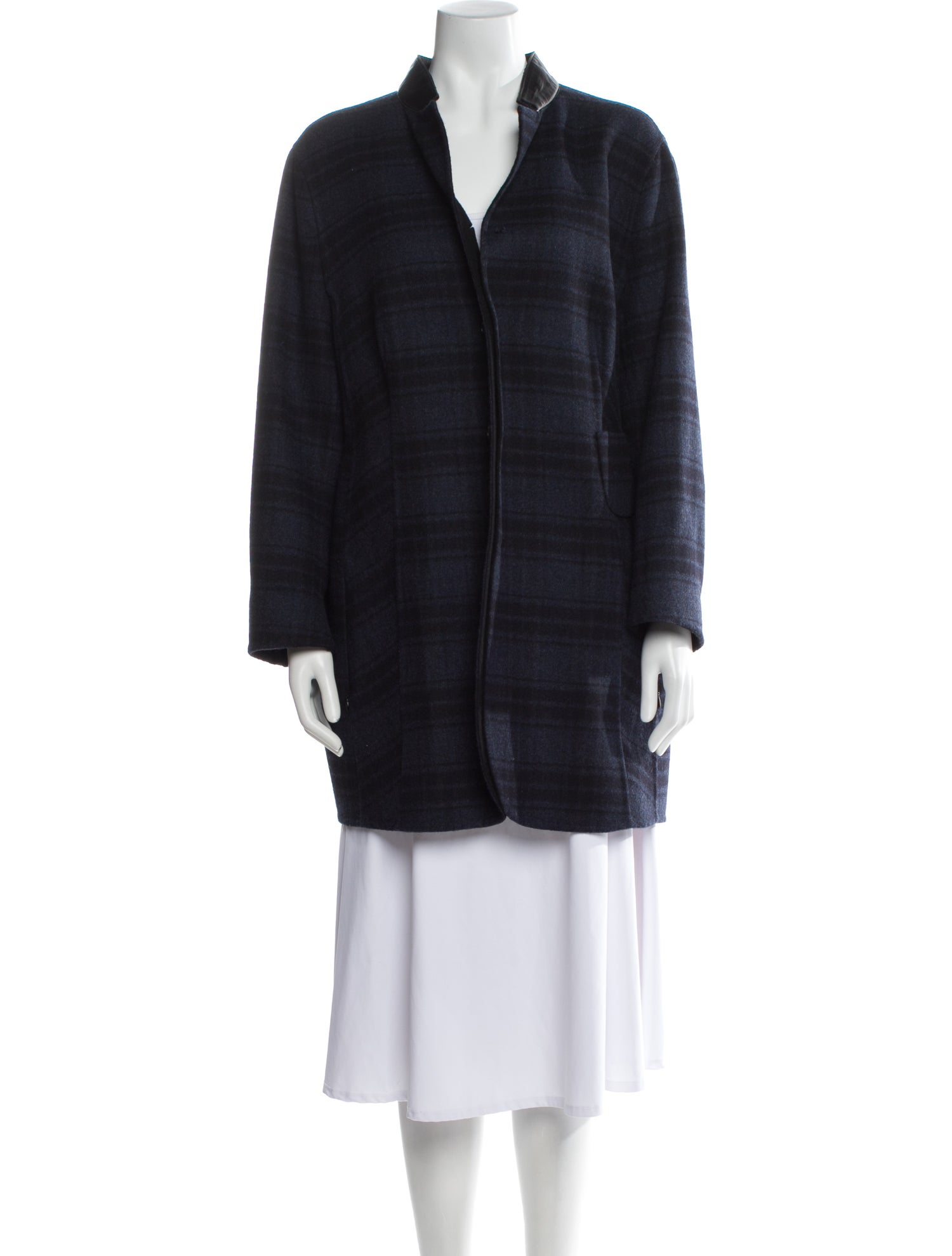 Akris x Bergdorf Goodman Wool Plaid Print Faux Fur Jacket