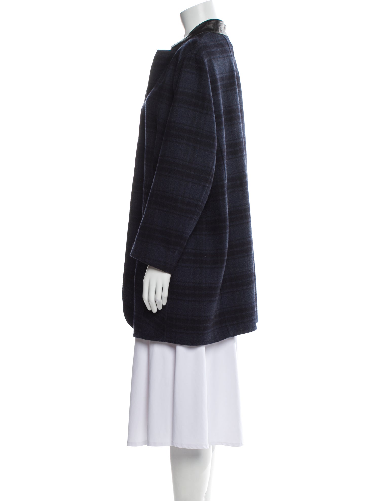 Akris x Bergdorf Goodman Wool Plaid Print Faux Fur Jacket