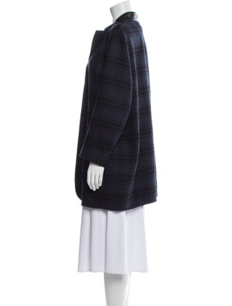 Akris x Bergdorf Goodman Wool Plaid Print Faux Fur Jacket