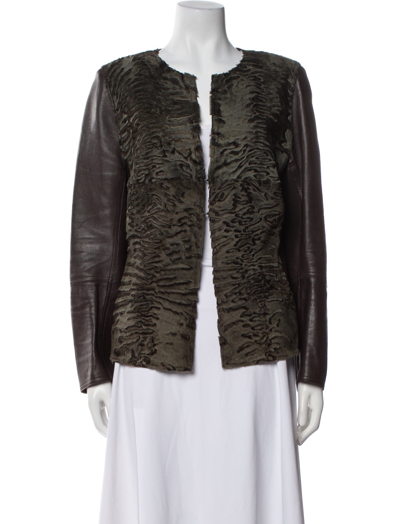 Akris x Bergdorf Goodman Leather Printed Evening Jacket