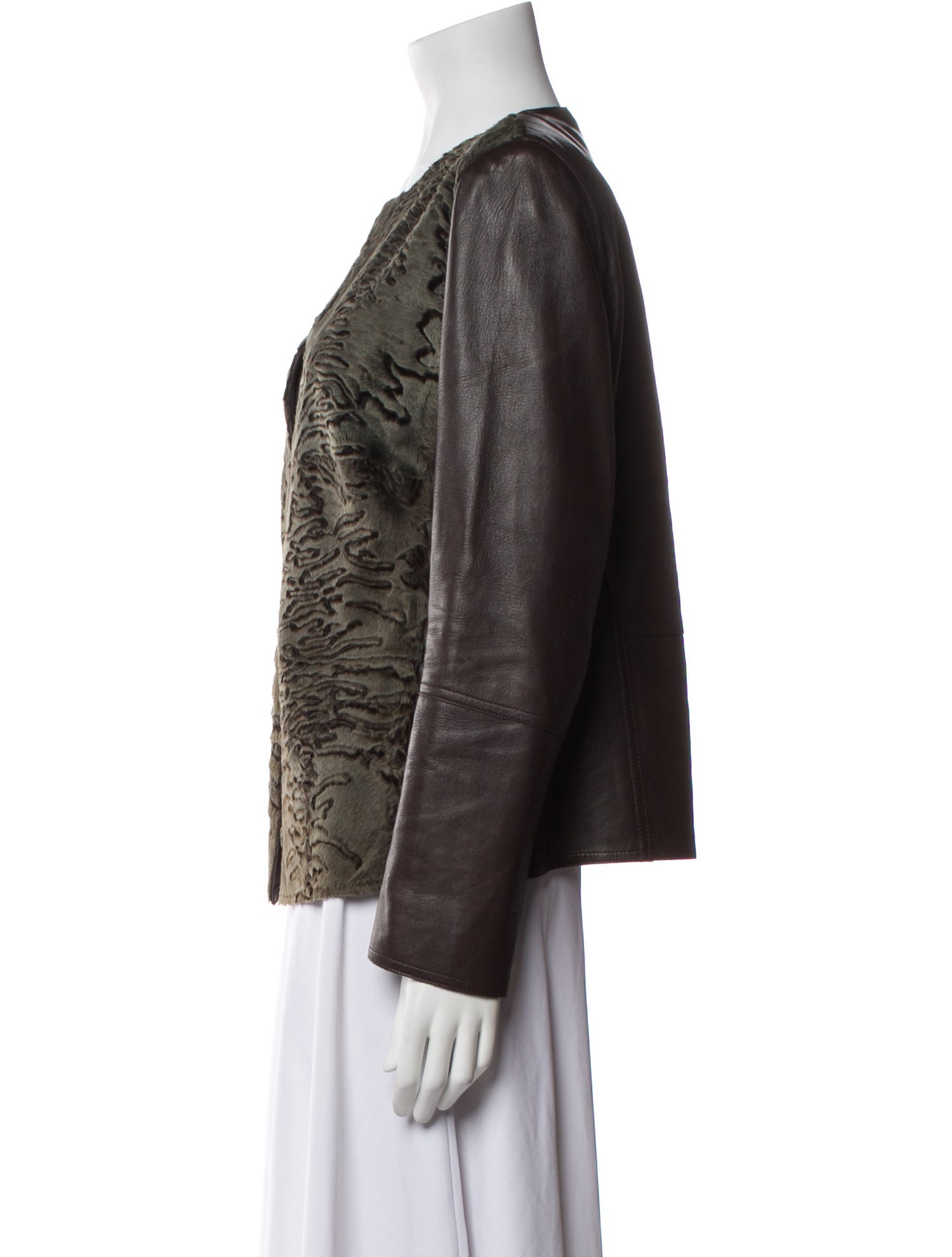 Akris x Bergdorf Goodman Leather Printed Evening Jacket
