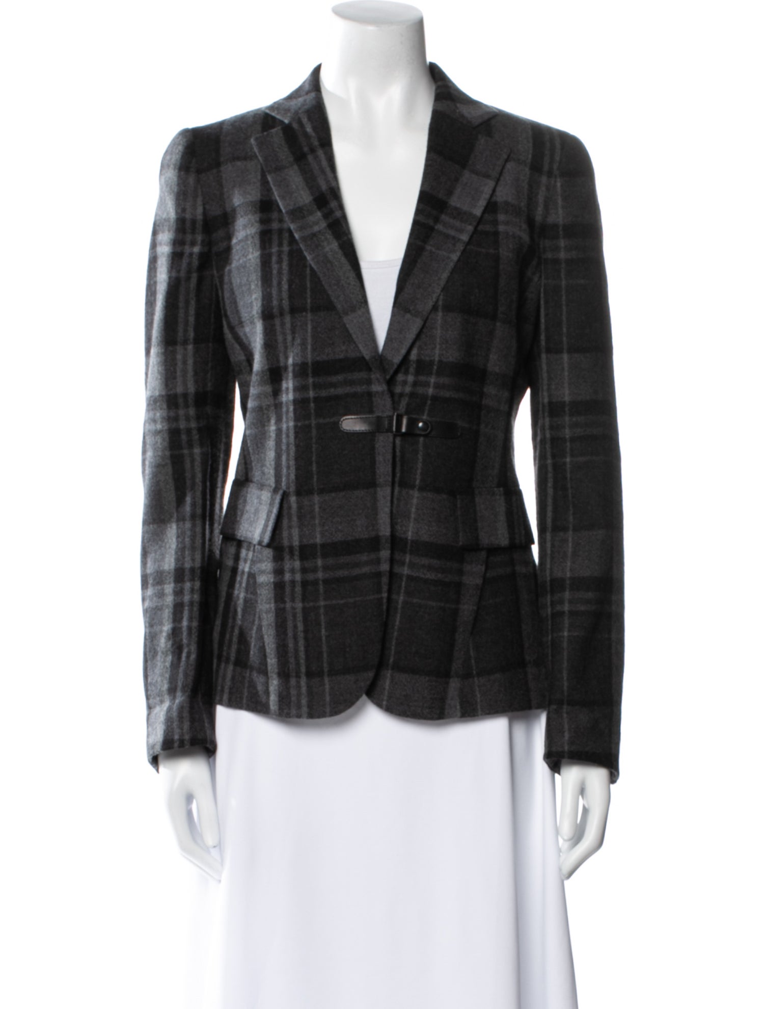 Akris x Bergdorf Goodman Wool Plaid Print Blazer