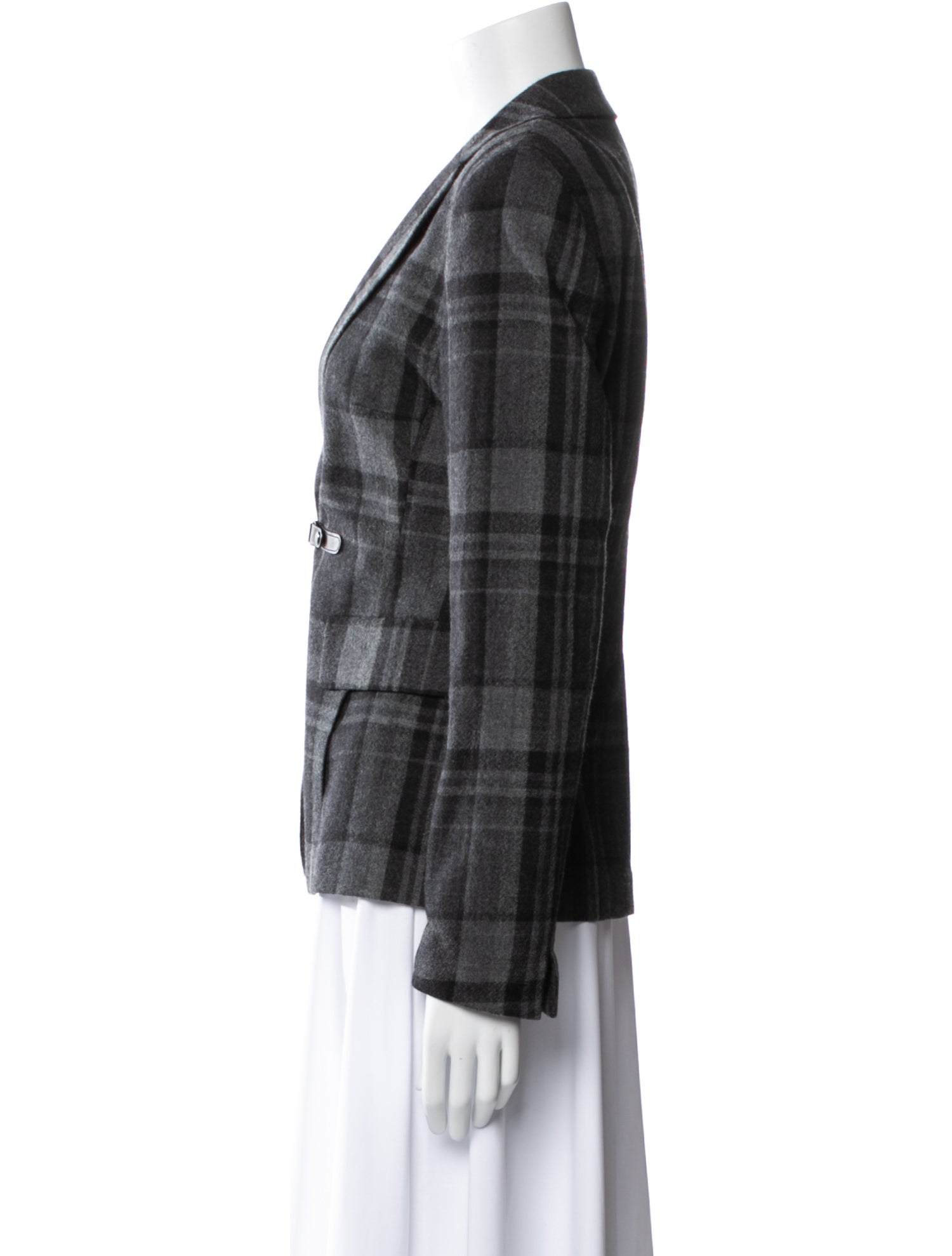 Akris x Bergdorf Goodman Wool Plaid Print Blazer