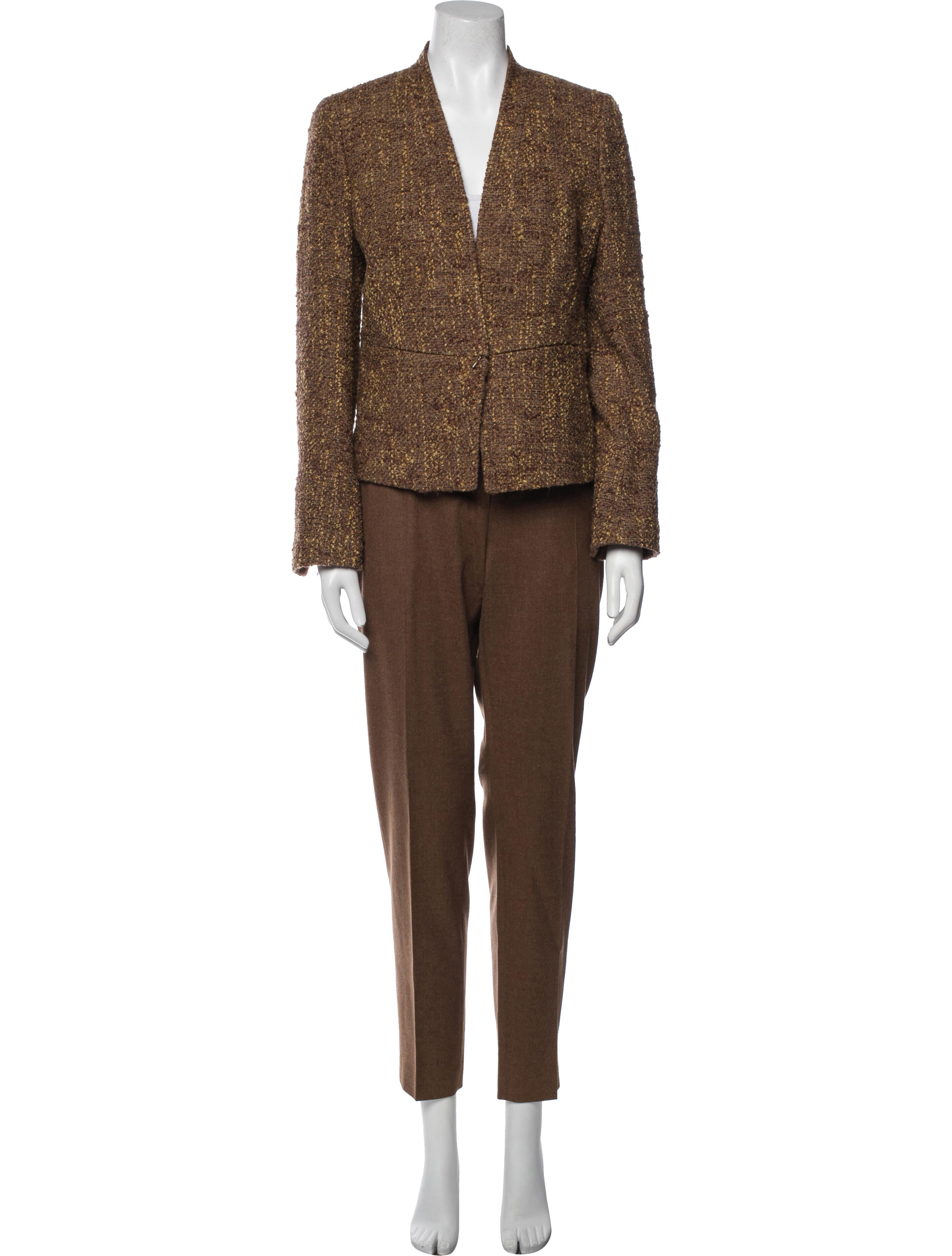 Akris x Bergdorf Goodman Wool Tweed Pattern Pant Set
