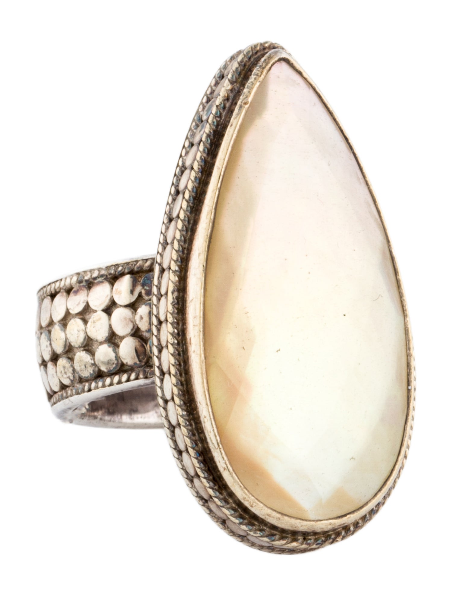 Anna Beck Mother of Pearl & Quartz Doublet Dot Ring