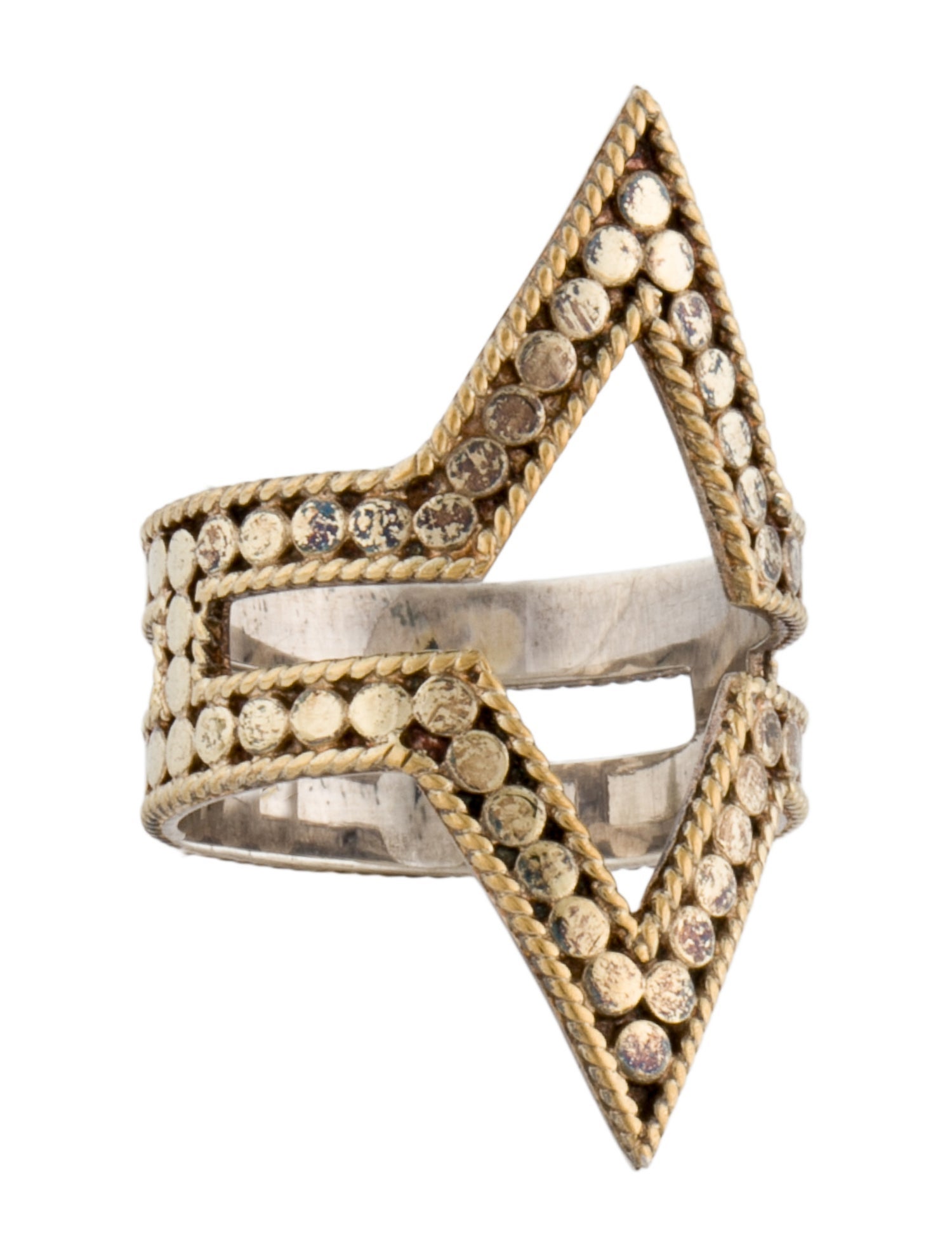 Anna Beck Two-Tone Dot Double V Cocktail Ring