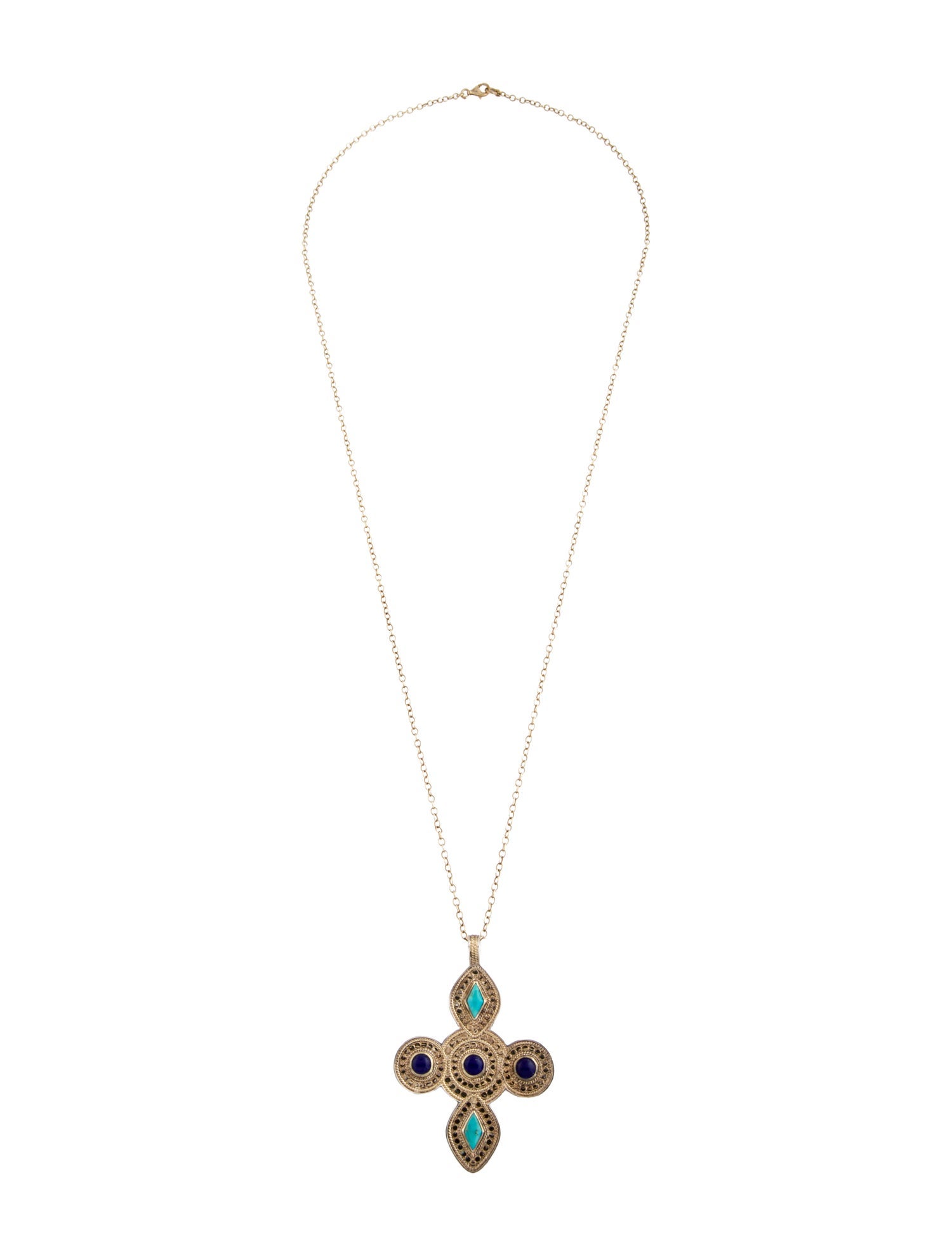 Anna Beck Lapis Lazuli & Turquoise Cross Pendant Necklace
