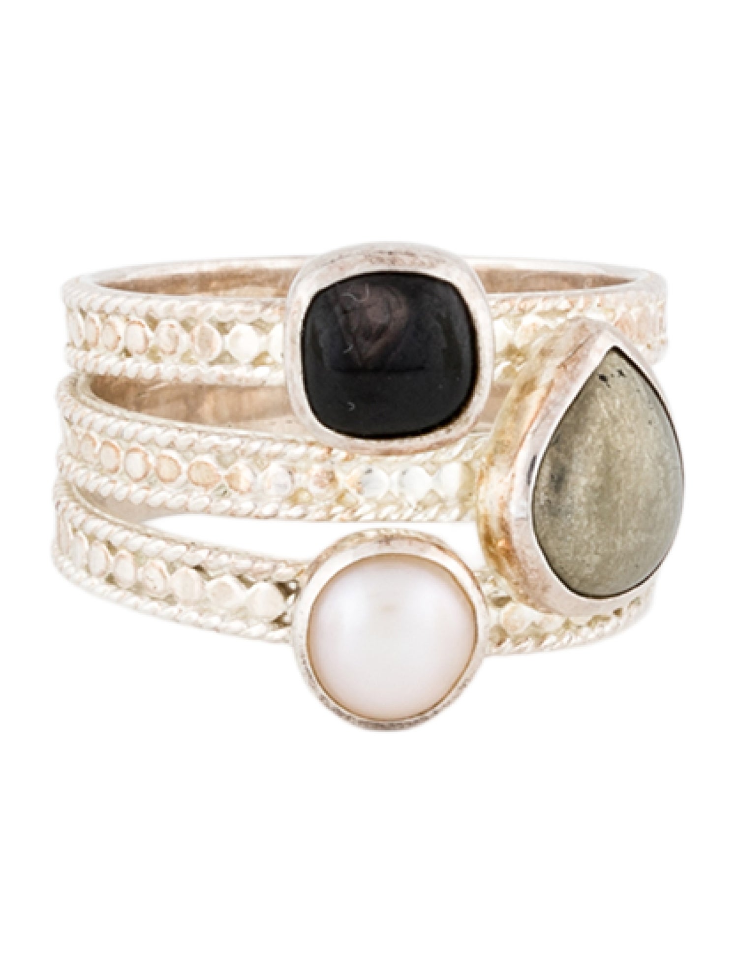 Anna Beck Hypersthene, Pyrite, & Faux Pearl Cocktail Ring