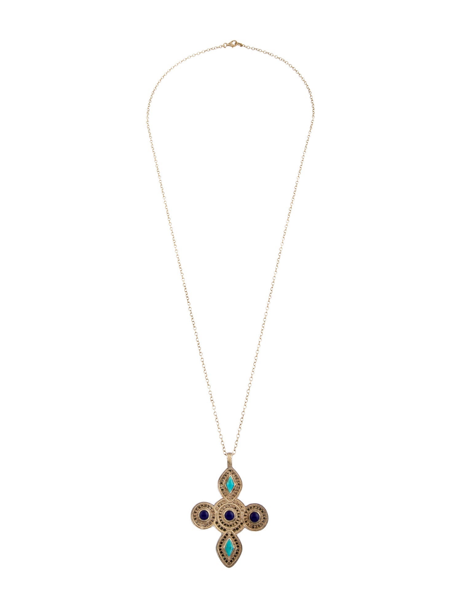 Anna Beck Lapis Lazuli & Turquoise Cross Pendant Necklace