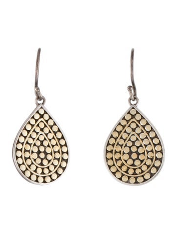 Pre-owned Anna Beck Two-tone Dotted Tear Drop Earrings In Multi