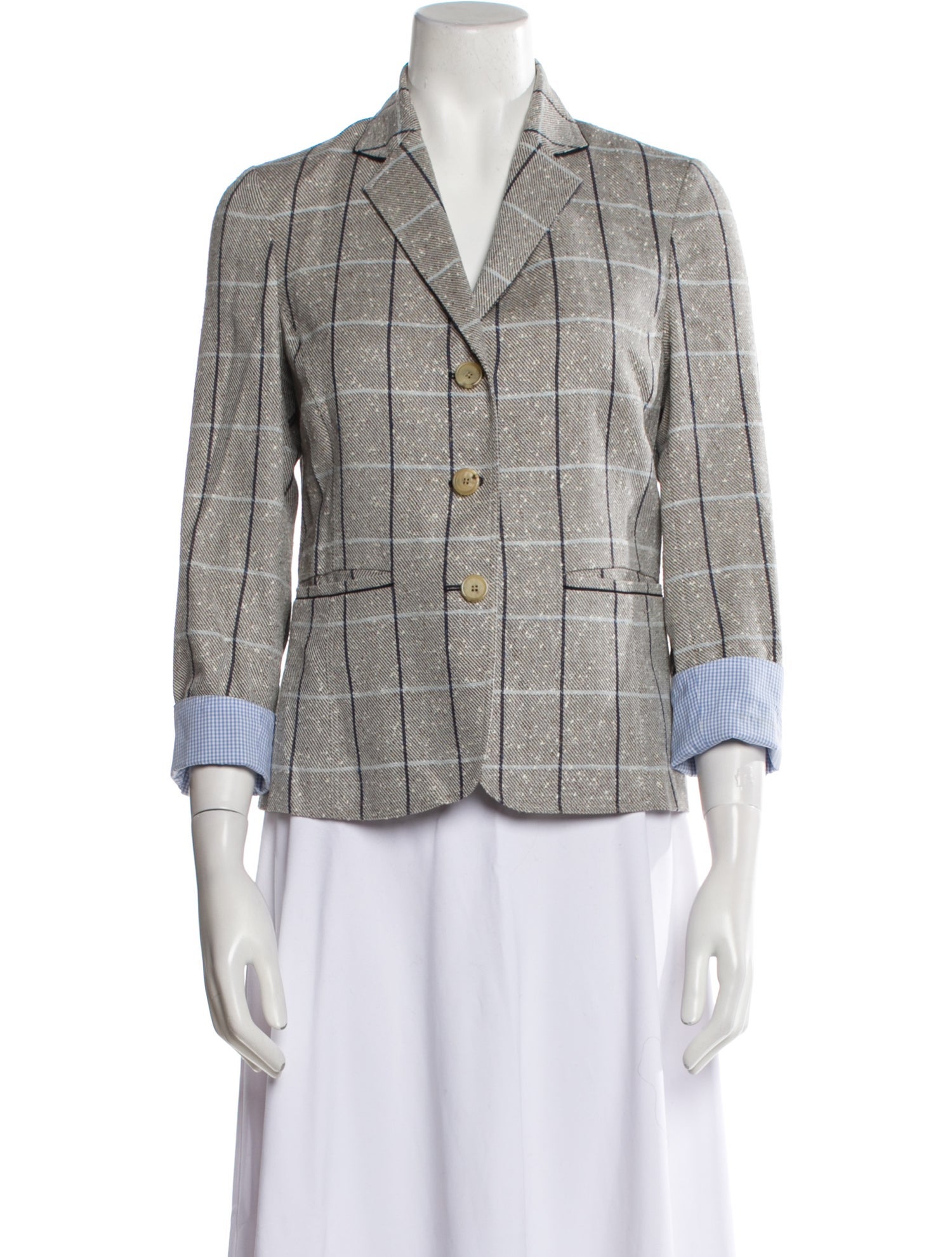 Rani Arabella Wool Plaid Print Blazer