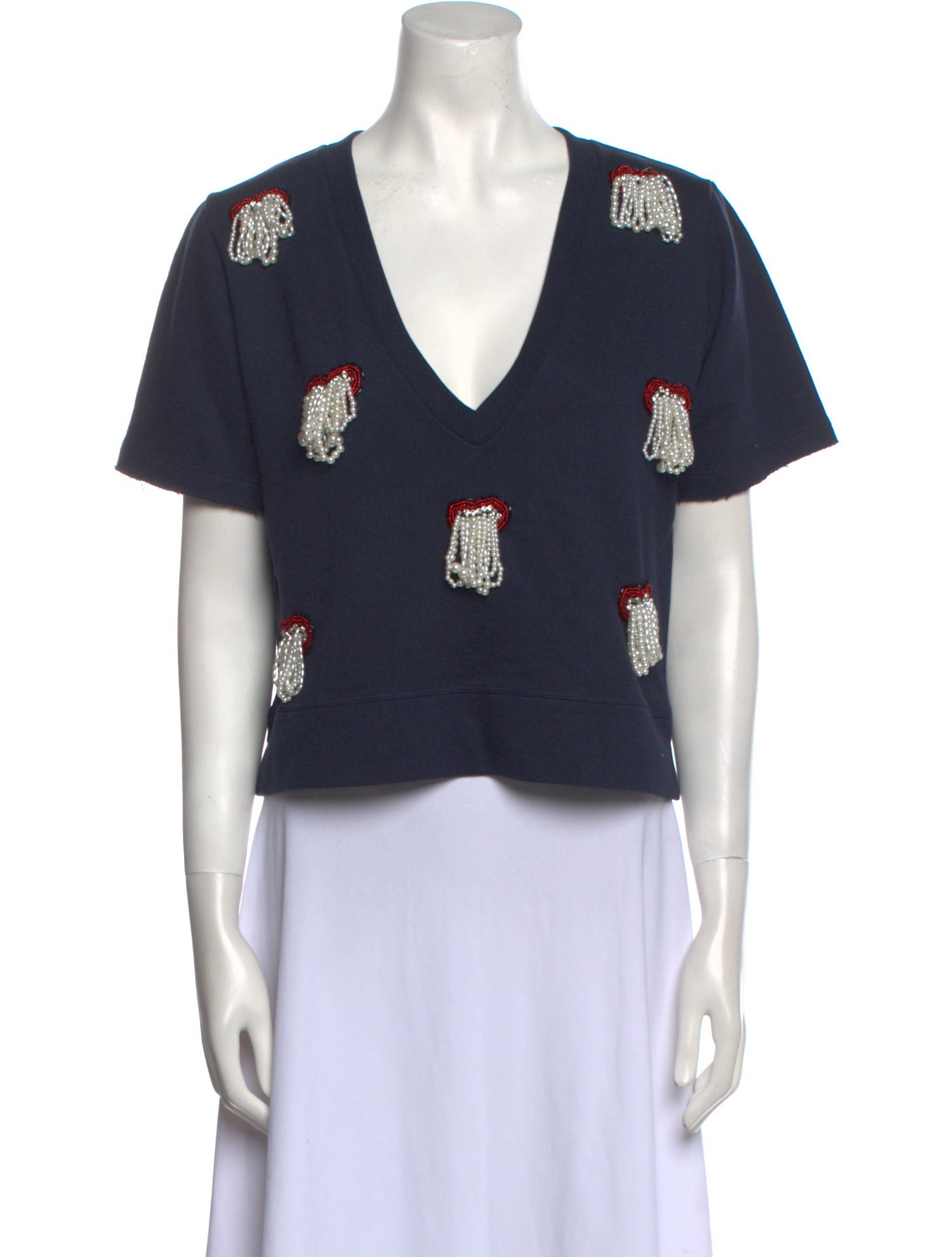 Andrea Bogosian Angora Plunge Neckline Crop Top