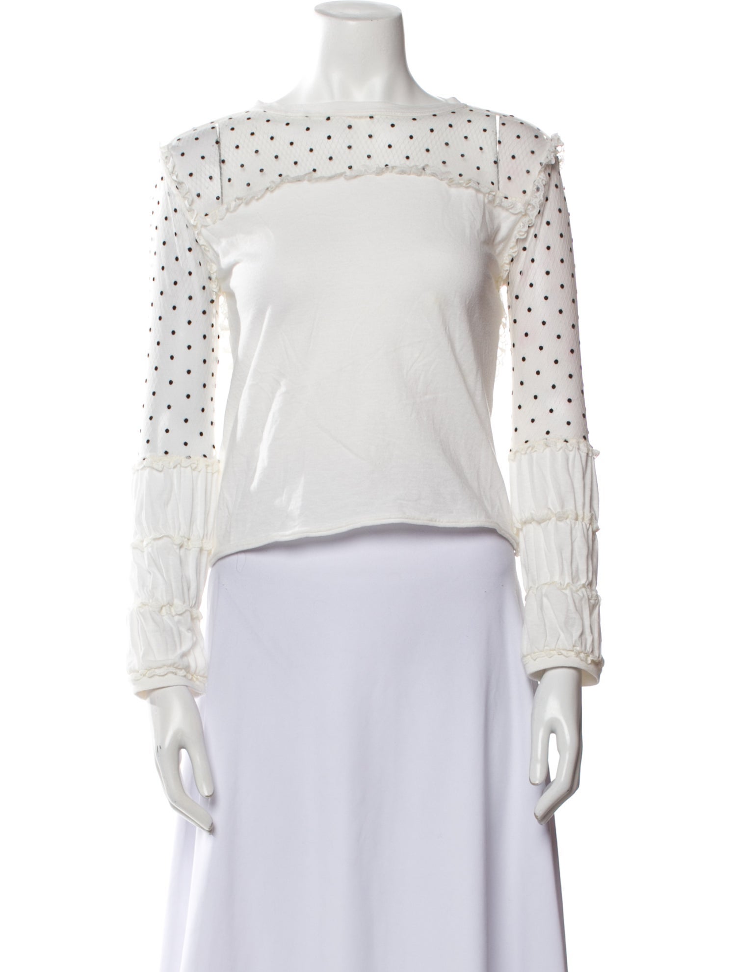 Andrea Bogosian Bateau Neckline Three-Quarter Sleeve Crop Top