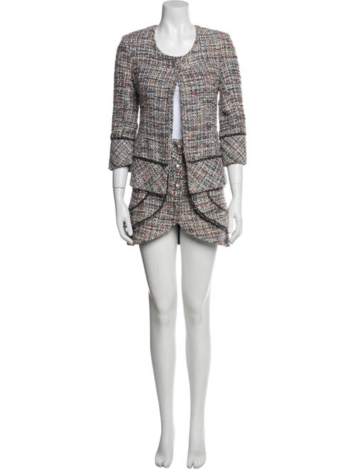 Andrea Bogosian Tweed Pattern Chain-Link Accents Skirt Set