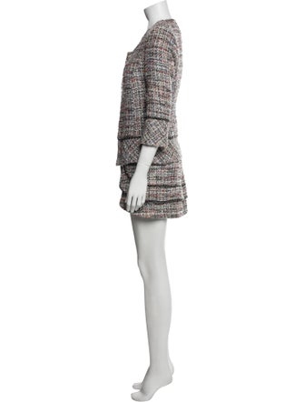 Andrea Bogosian Tweed Pattern Chain-Link Accents Skirt Set