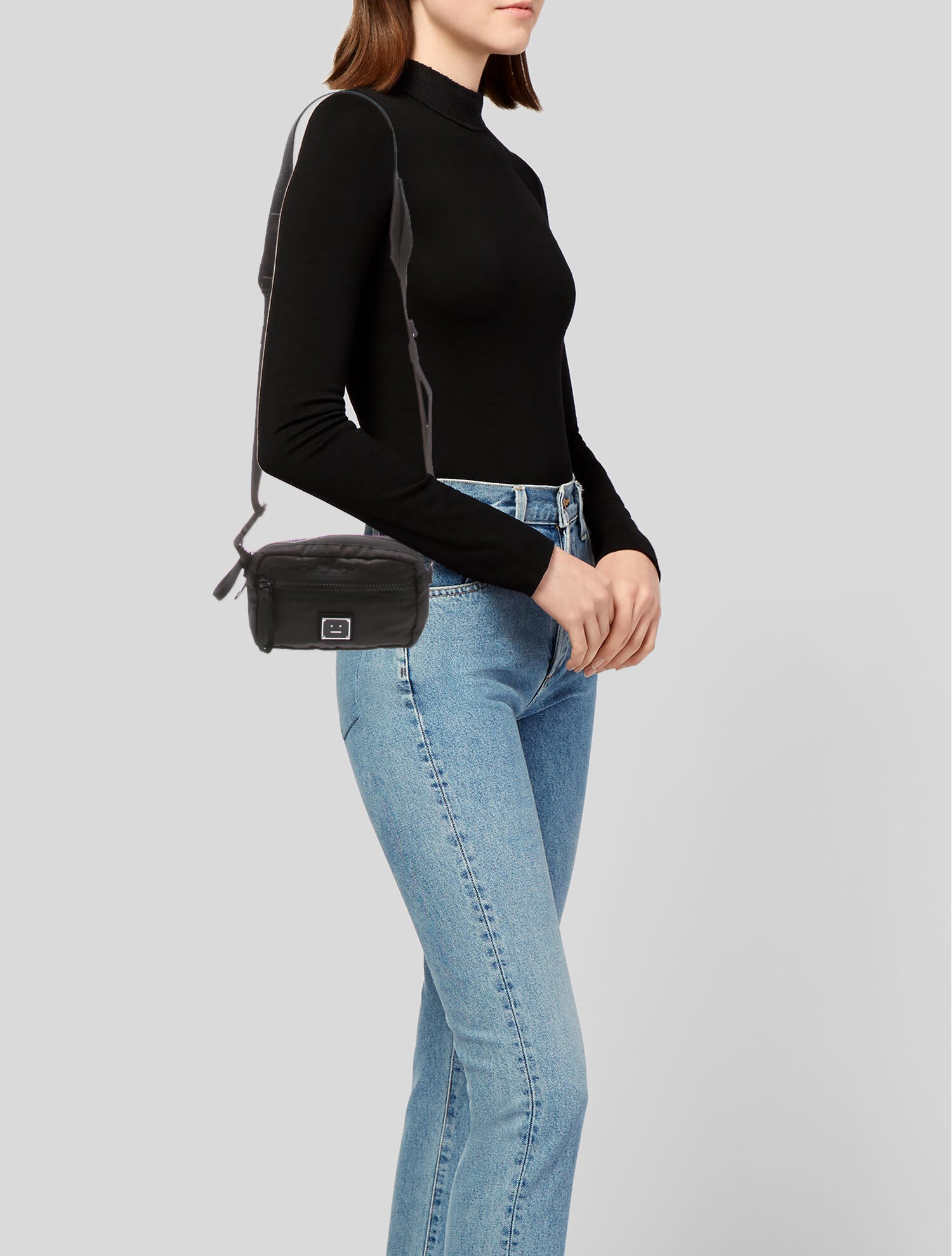 Acne Studios Akila Crossbody Nylon Face Bag - Black Messenger Bags Acne Studios Akila Crossbody Nylon Face Bag - Black Messenger Bags