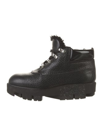Acne Studios Leather Fur Trim Hiking Boots