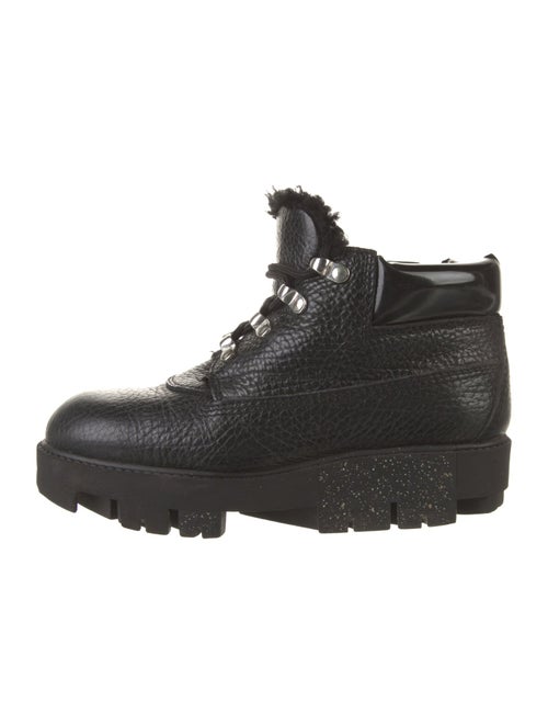 Acne Studios Leather Fur Trim Hiking Boots
