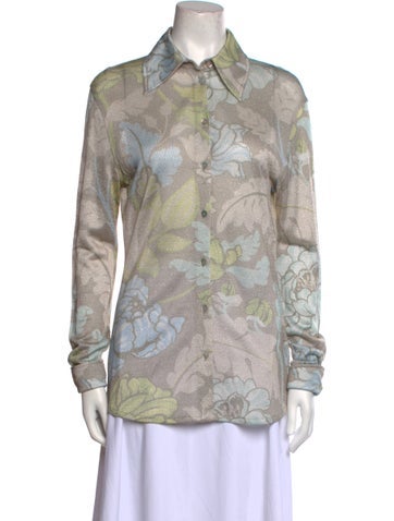 Acne Studios Tops Printed Long Sleeve Button-Up Top M