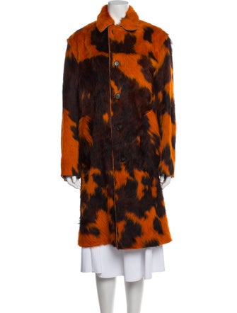 Acne Studios Leather Printed Faux Fur Coat