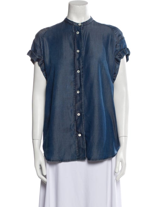 Acne Studios Mock Neck Short Sleeve Button-Up Top