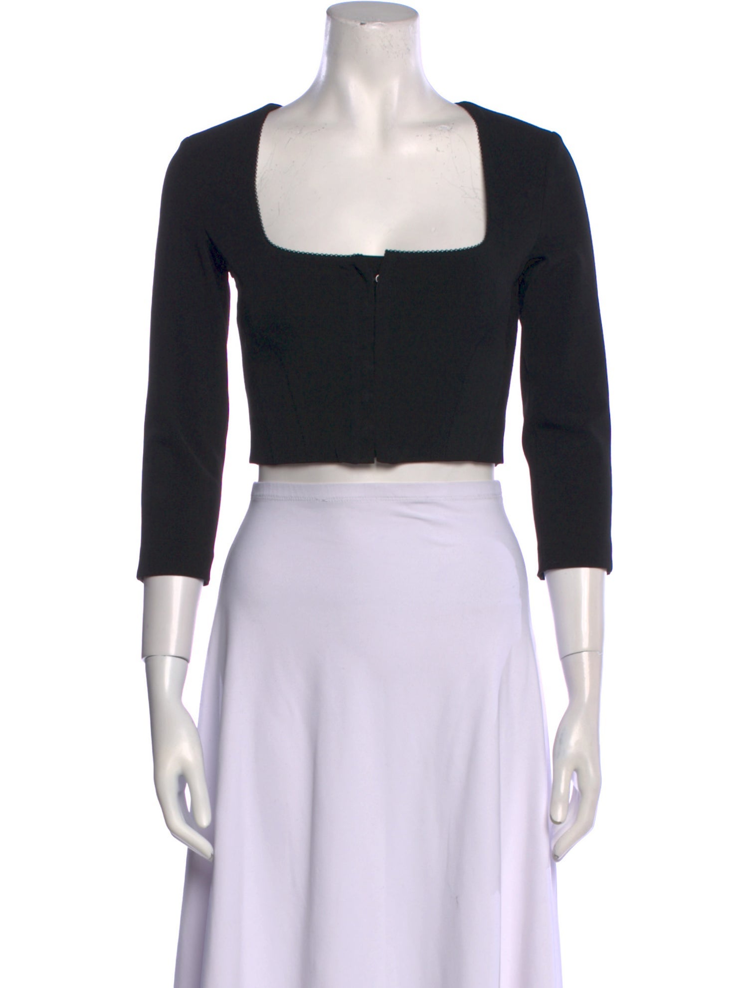 Acne Studios Square Neckline Three-Quarter Sleeve Crop Top