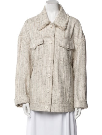 Acne Studios Tweed Pattern Faux Fur Jacket