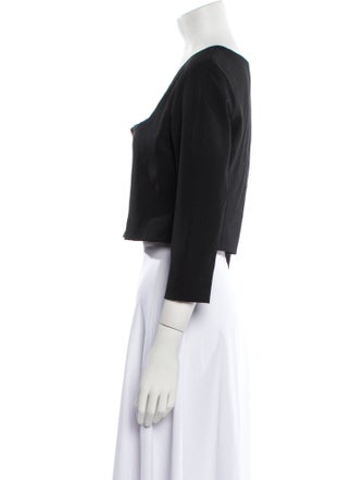 Acne Studios Square Neckline Three-Quarter Sleeve Crop Top