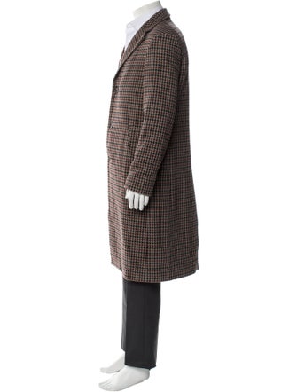 Acne Studios Wool Houndstooth Print Overcoat