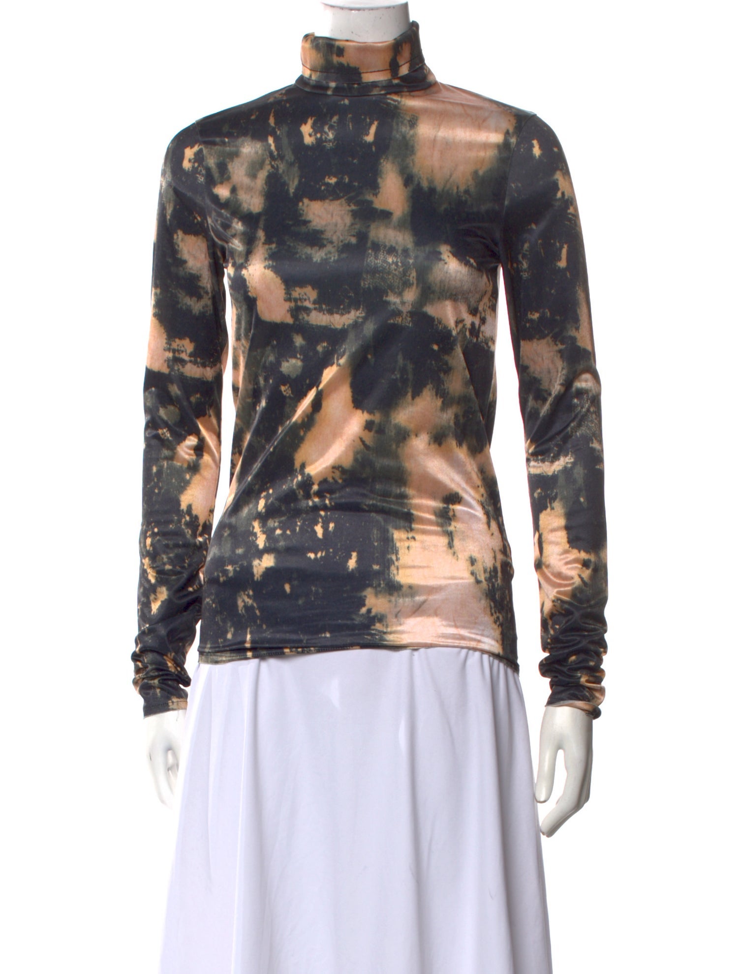 Acne Studios Tie-Dye Print Mock Neck Button-Up Top