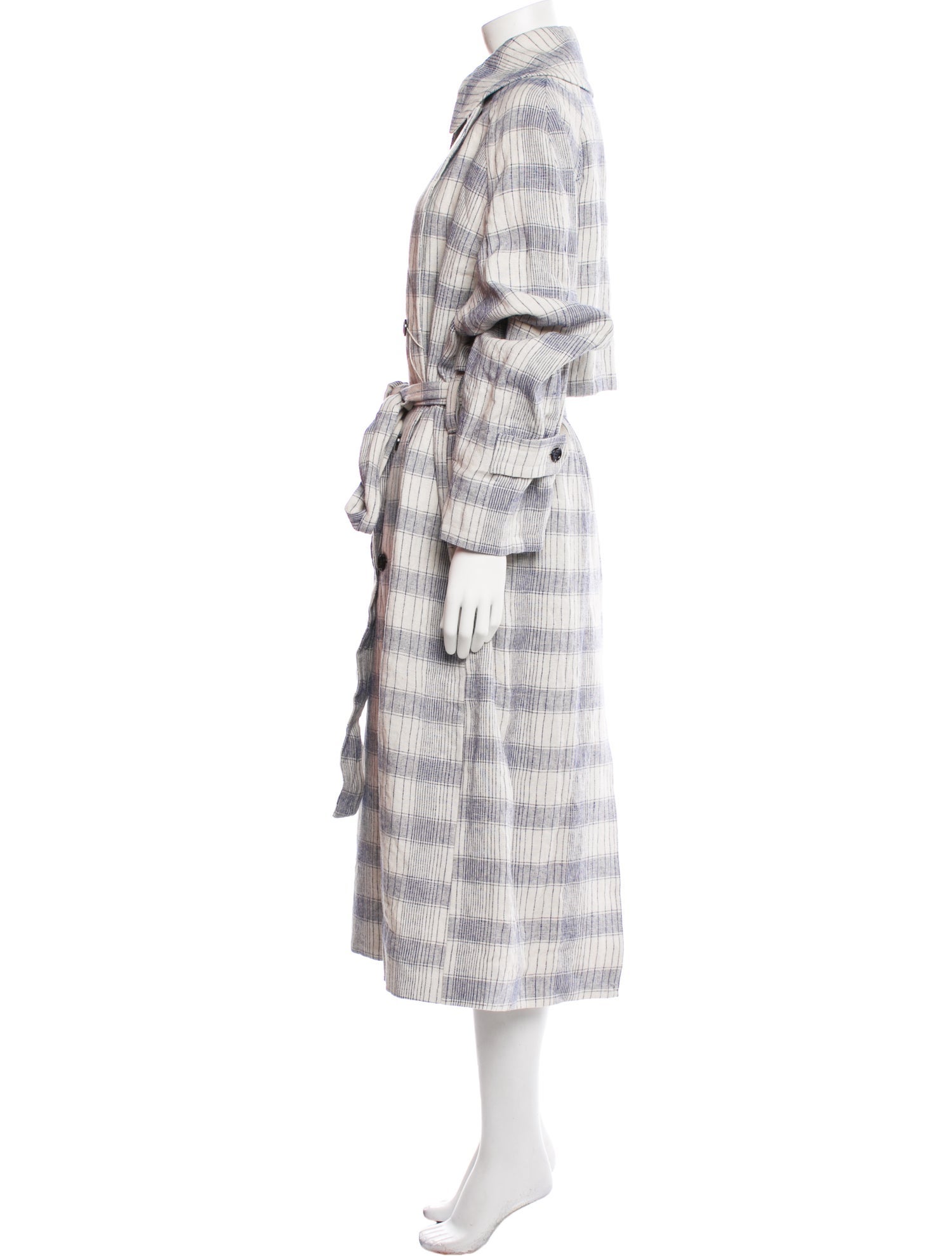Acne Studios Linen Plaid Print Trench Coat w/ Tags