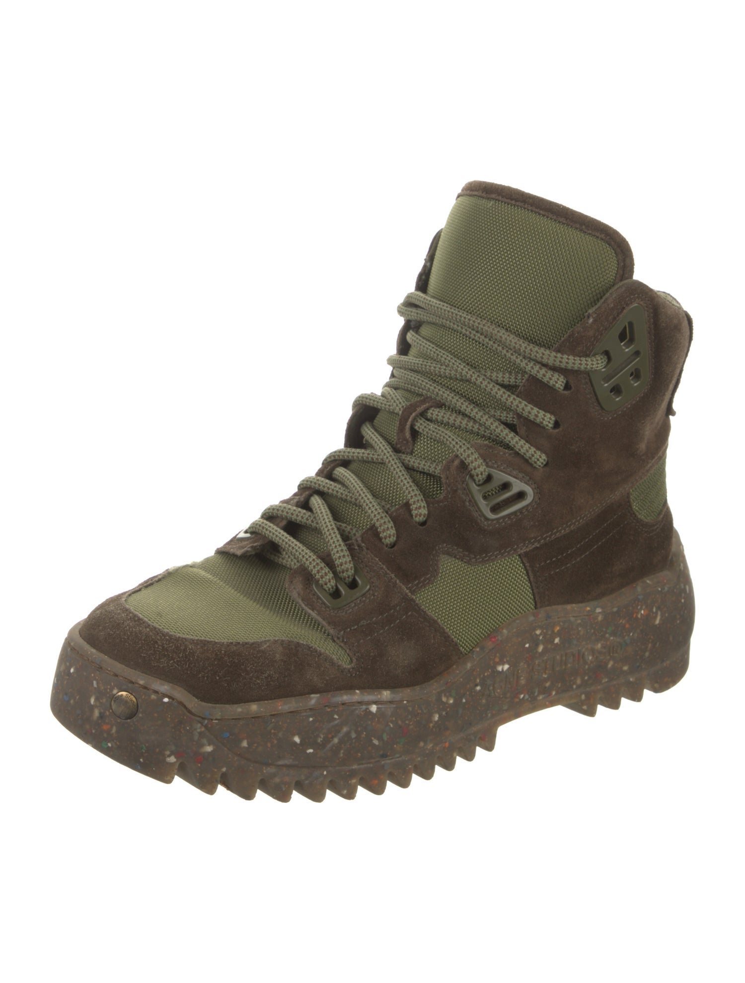 Acne Studios Suede Colorblock Pattern Hiking Boots