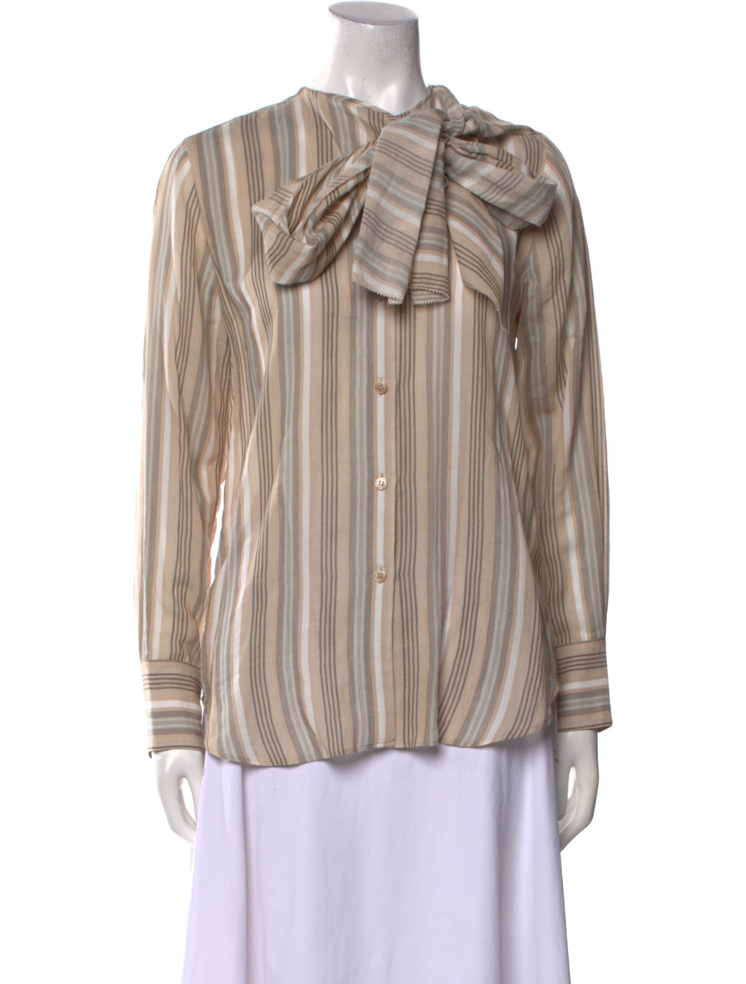 Acne Studios Striped Tie Neck Blouse