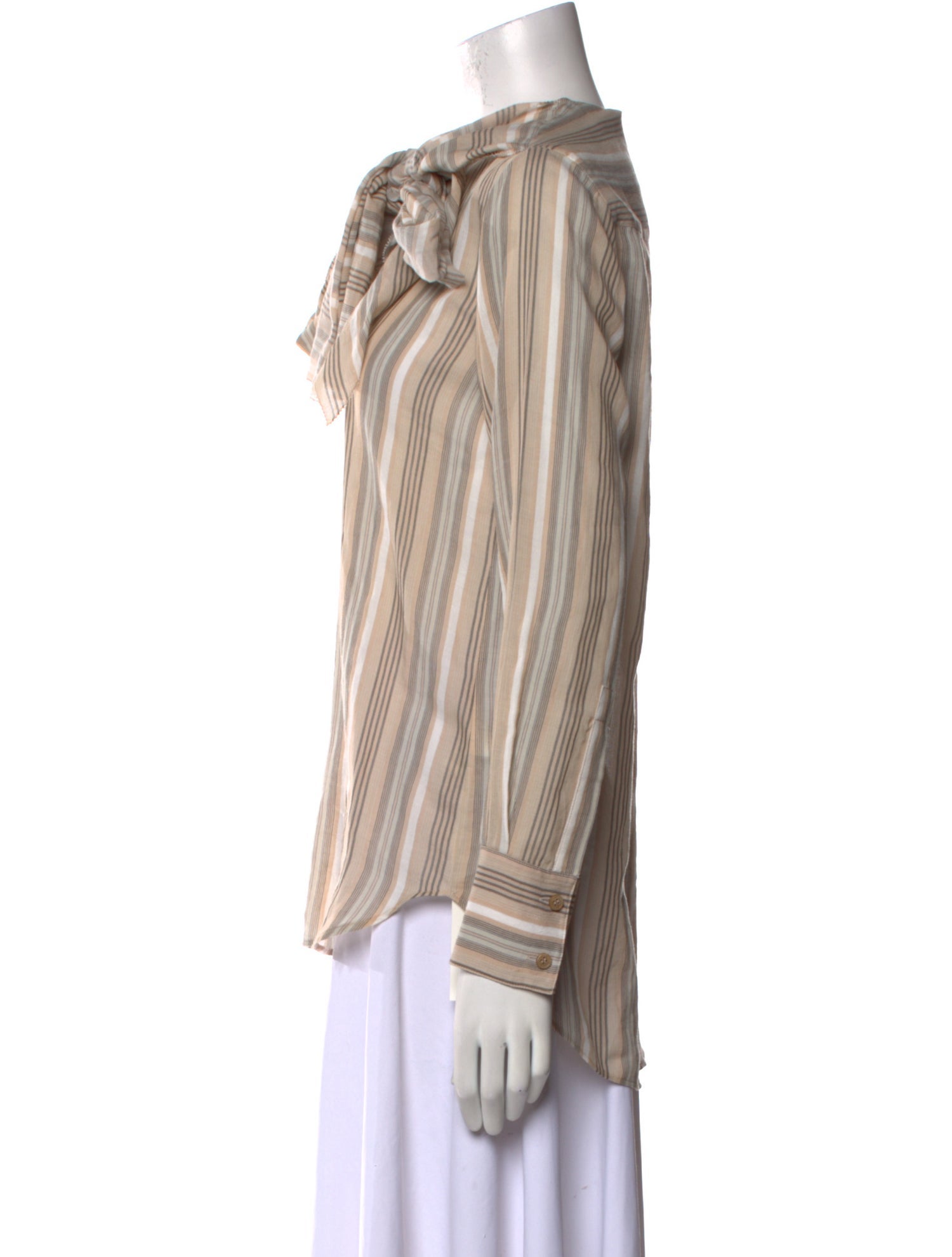 Acne Studios Striped Tie Neck Blouse