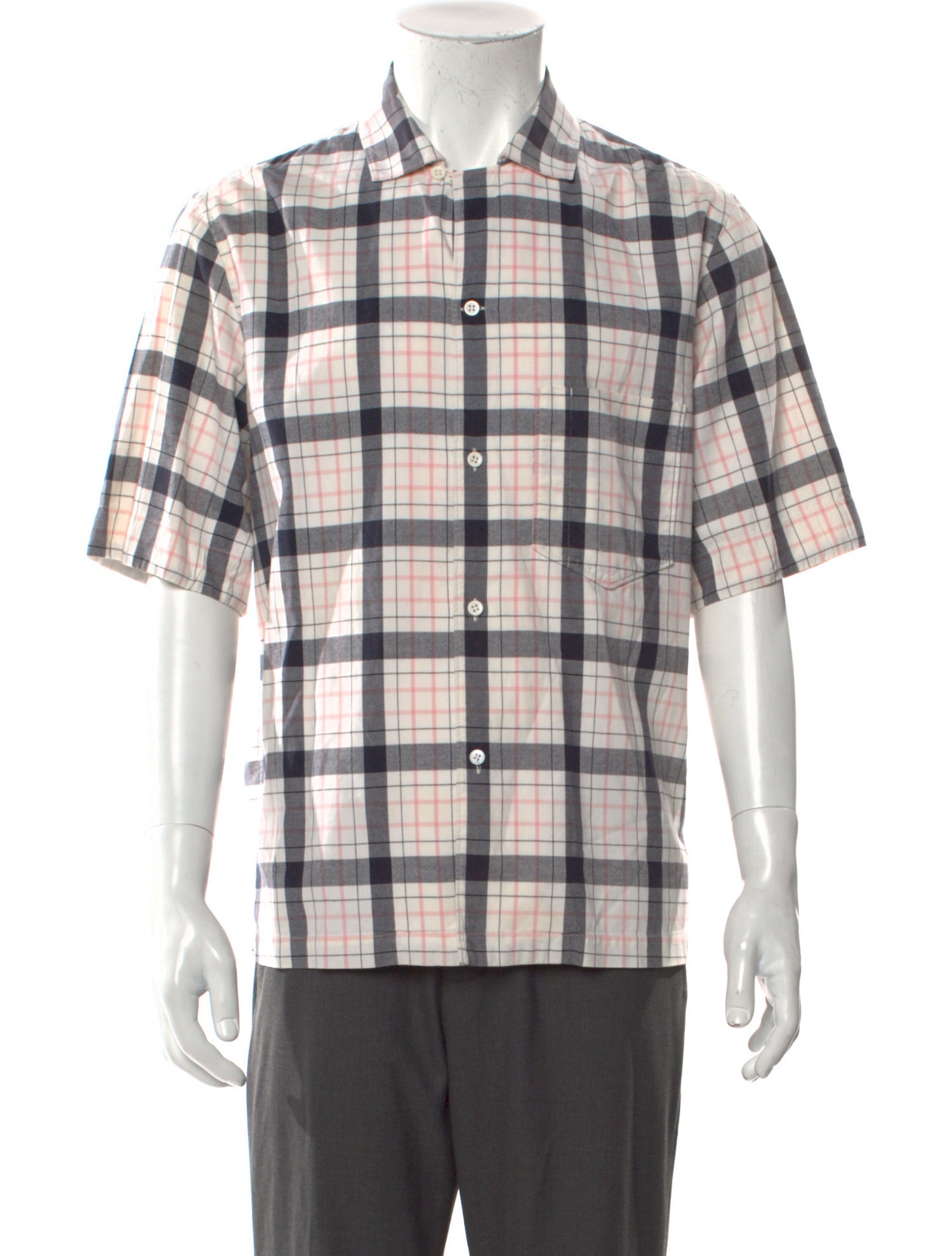 Acne Studios Plaid Print Three-Quarter Sleeve Shirt