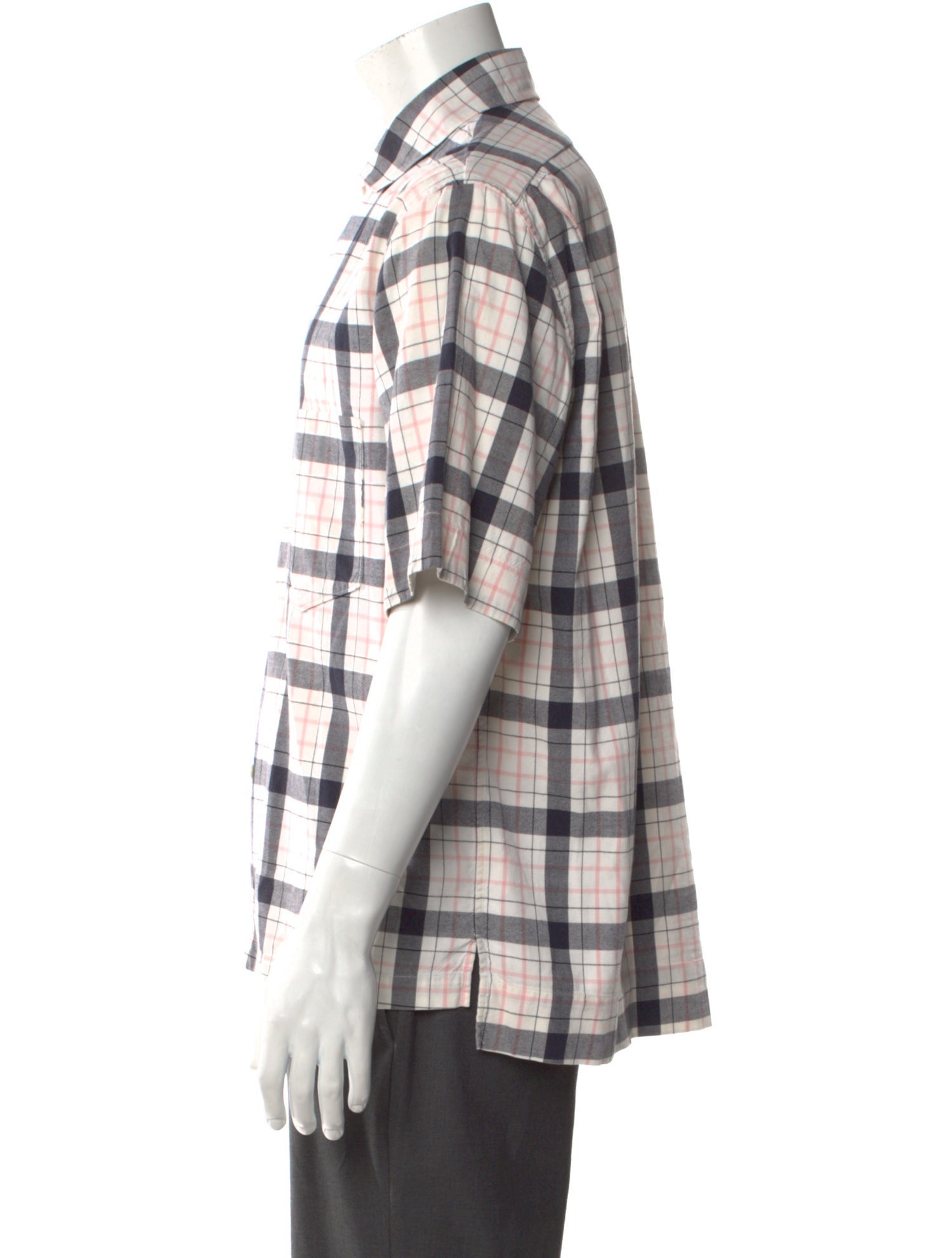 Acne Studios Plaid Print Three-Quarter Sleeve Shirt