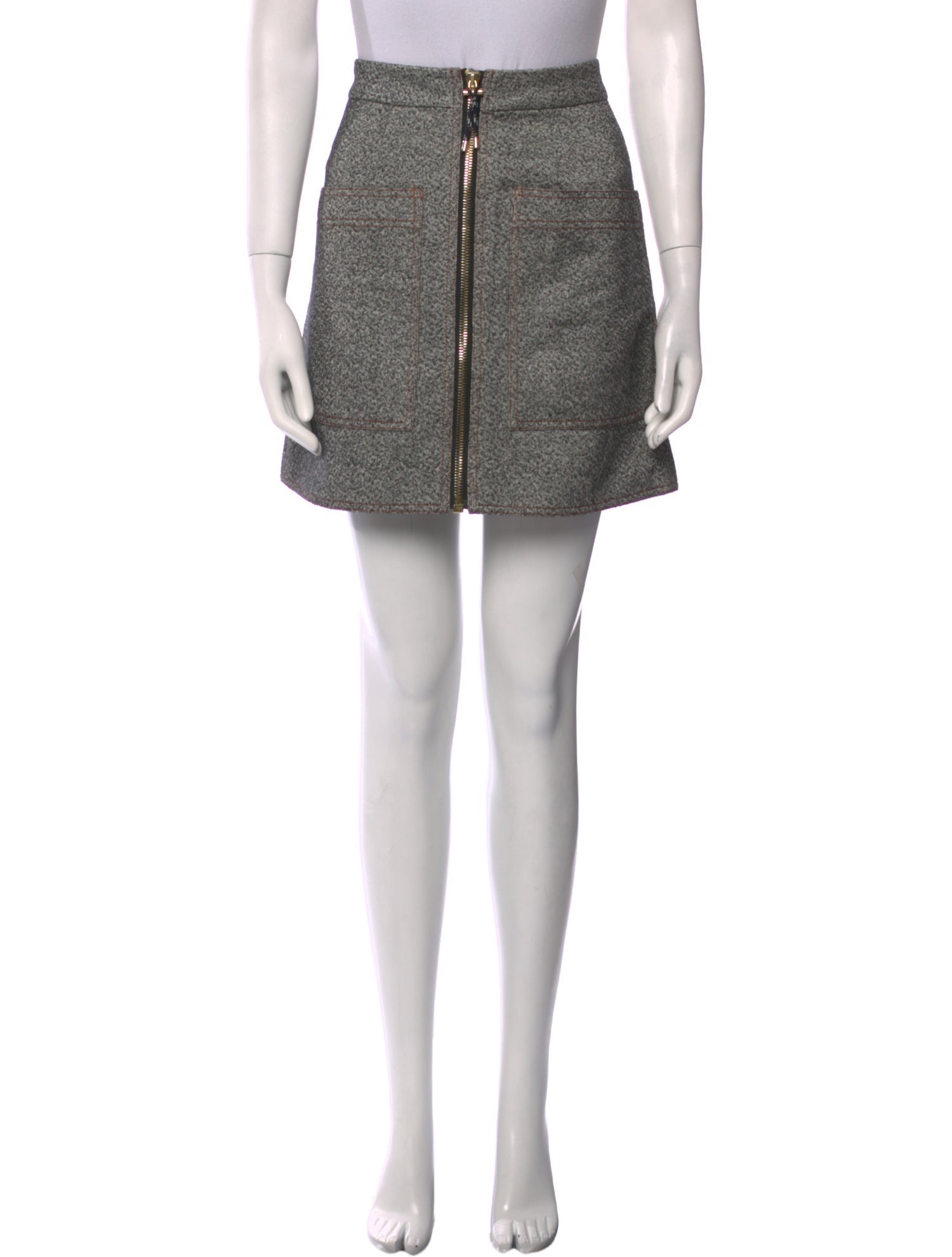 【関税&送料込】Acne Studios Grey Fleece Ruffle Mini Skirt Acne Studios - Fleece skirt - Grey Melange