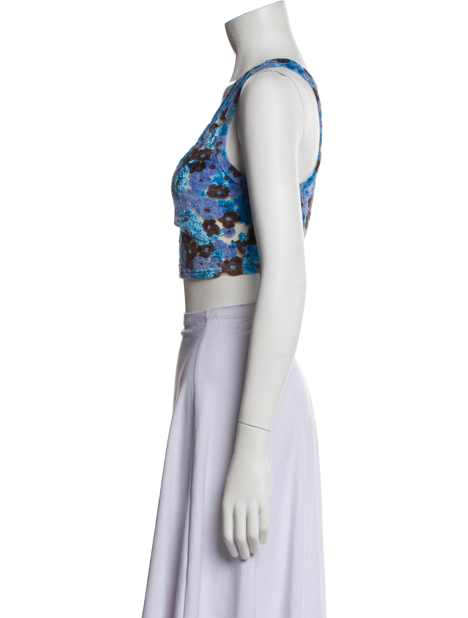 Acne Studios Floral Print Scoop Neck Crop Top