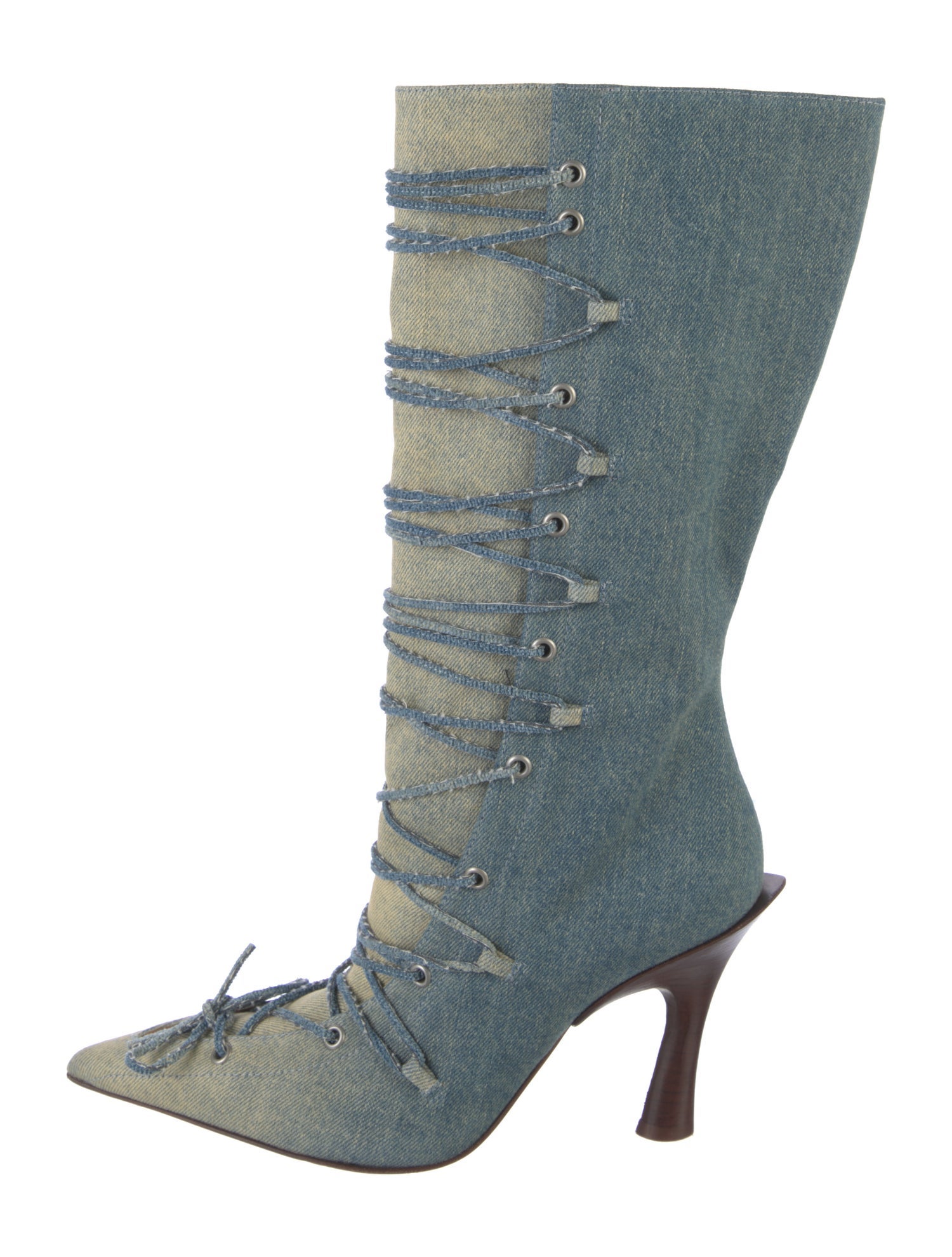 Acne Studios Denim Colorblock Pattern Boots
