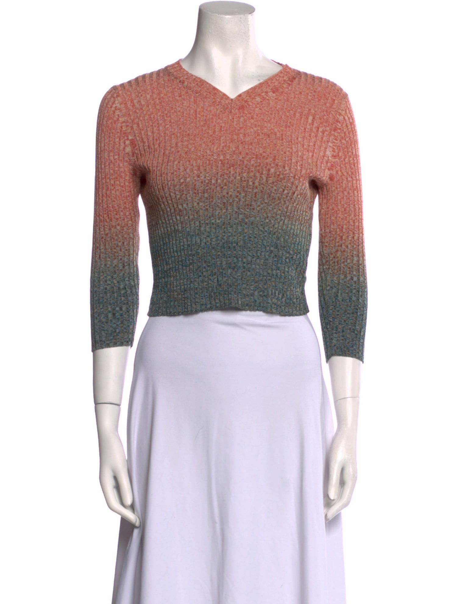 Acne Studios Colorblock Pattern V-Neck Crop Top