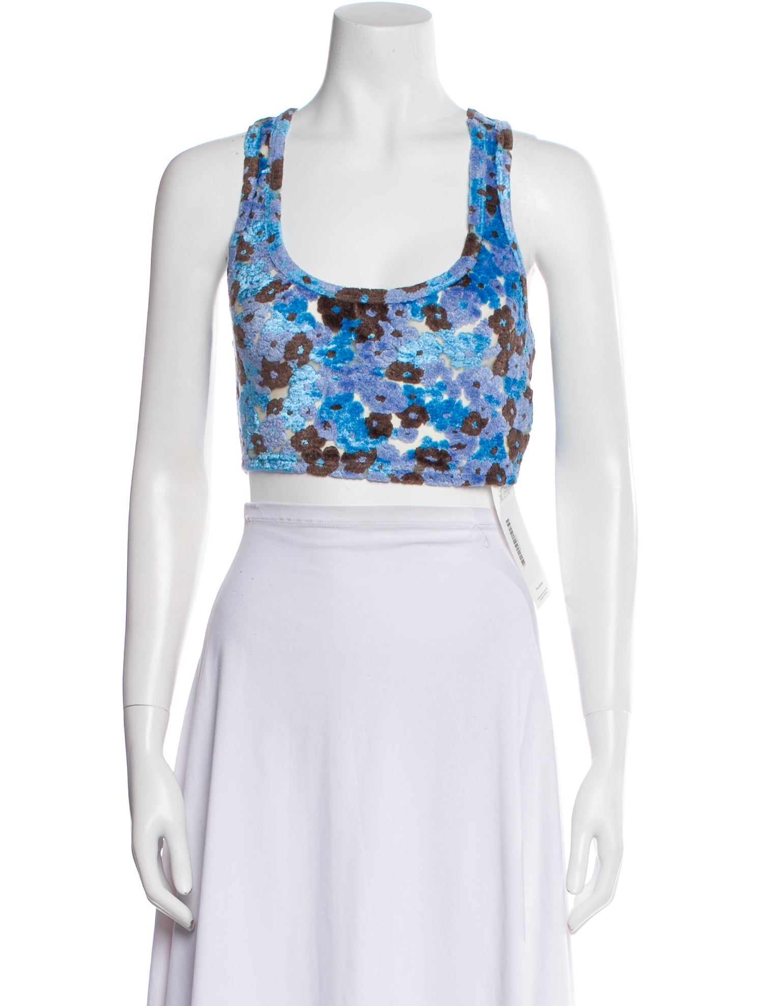 Acne Studios Floral Print Scoop Neck Crop Top