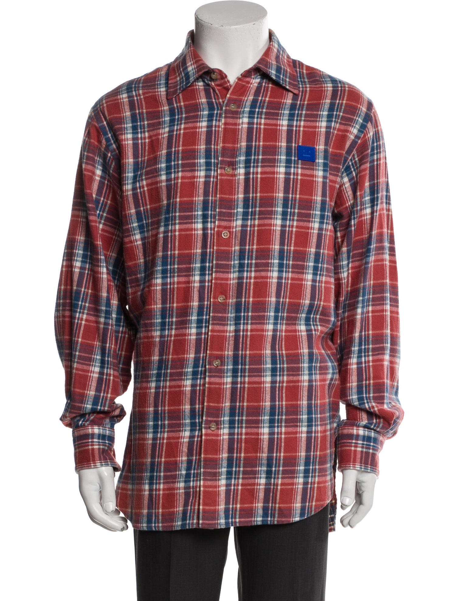 Acne Studios Plaid Print Long Sleeve Shirt