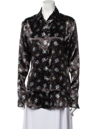 Acne Studios Floral Print Long Sleeve Button-Up Top