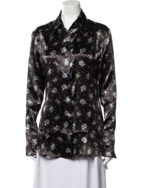 Acne Studios Floral Print Long Sleeve Button-Up Top