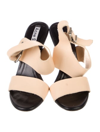 Acne Studios Leather Colorblock Pattern Slingback Sandals