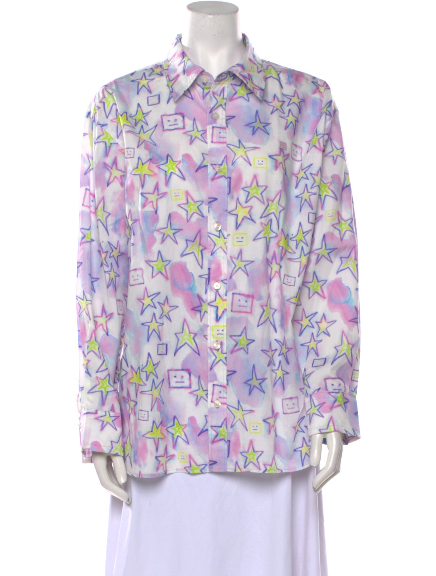 Acne Studios Floral Print Long Sleeve Button-Up Top