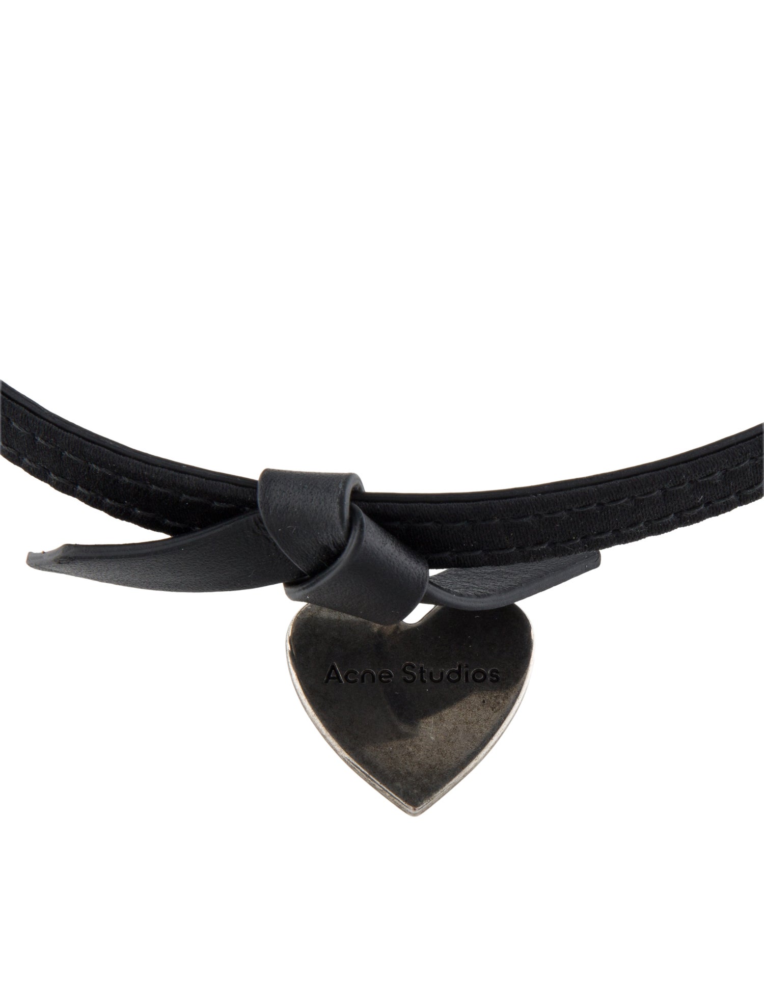 Acne Studios Leather Heart Choker Necklace