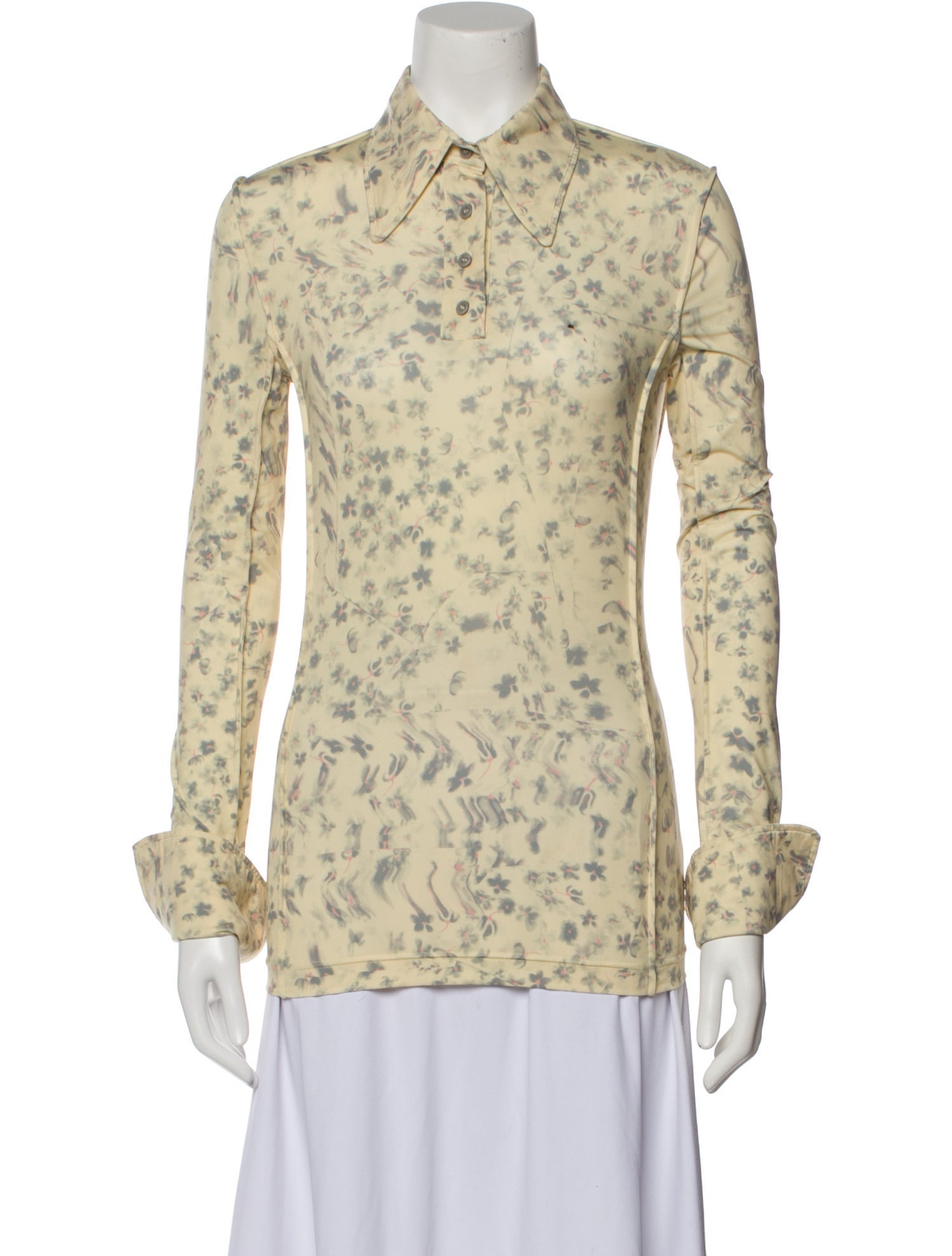 Acne Studios Floral Print Long Sleeve Button-Up Top